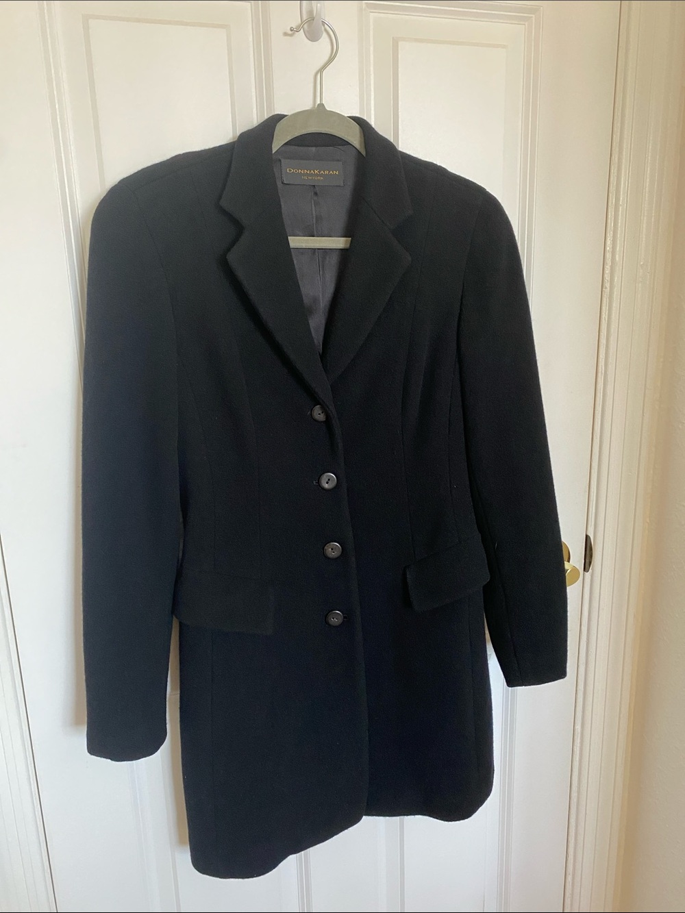 Vintage Donna Karan Black Women's Wool Angora Blend Coat Quiet Luxury Size 4